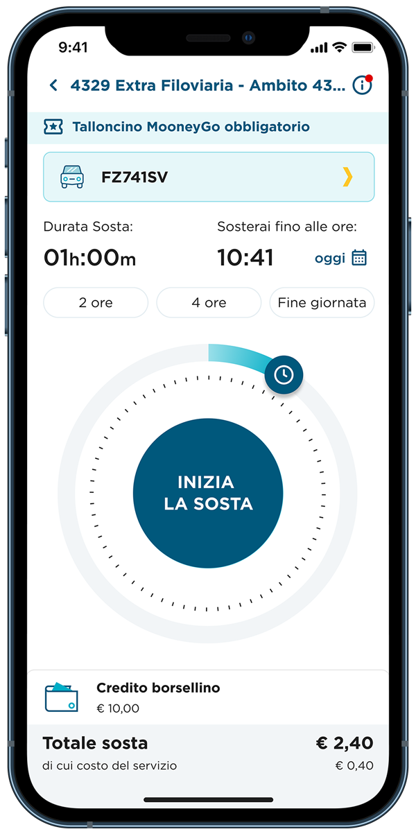 App MooneyGo imposta sosta su strisce blu talloncino obbligatorio